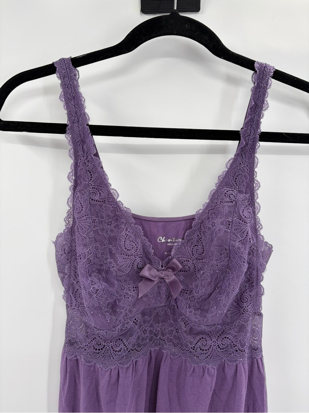 Y2K 2000s Purple Lace Girly Midi Nightgown Slip Dress Lounge Sleepwear Medium M - Picture 3 of 13